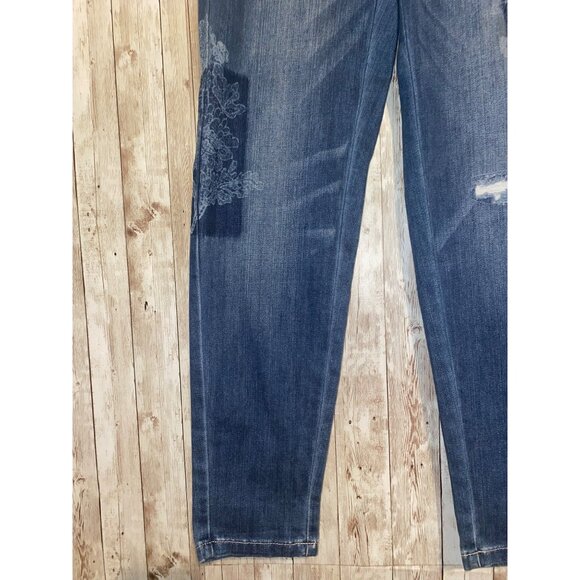 White House Black Market Jeans Patched Embroidered Distressed Girlfriend Size 4 - Picture 5 of 12